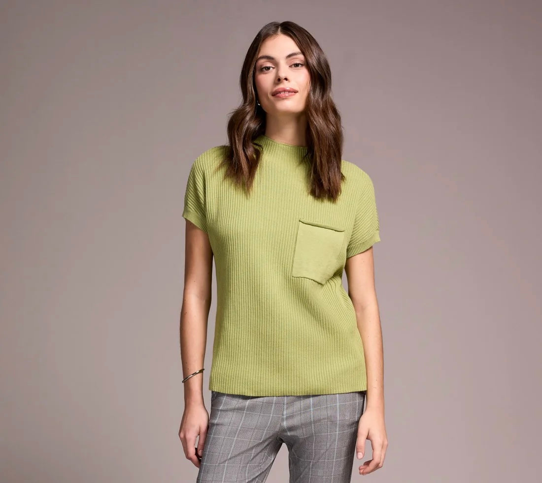 Tribal Mock Neck Cap Sleeve Sweater