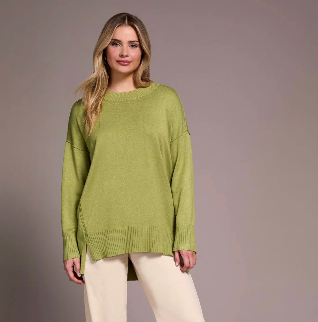 Tribal Wasabi Drop Shoulder Sweater Tunic