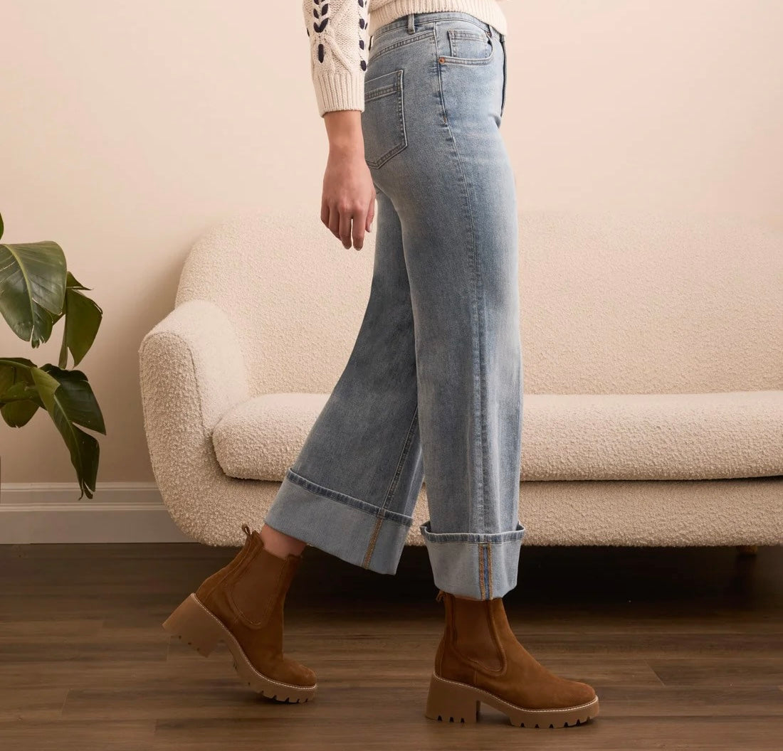 Tribal Brooke Cuffed Palazzo Jeans
