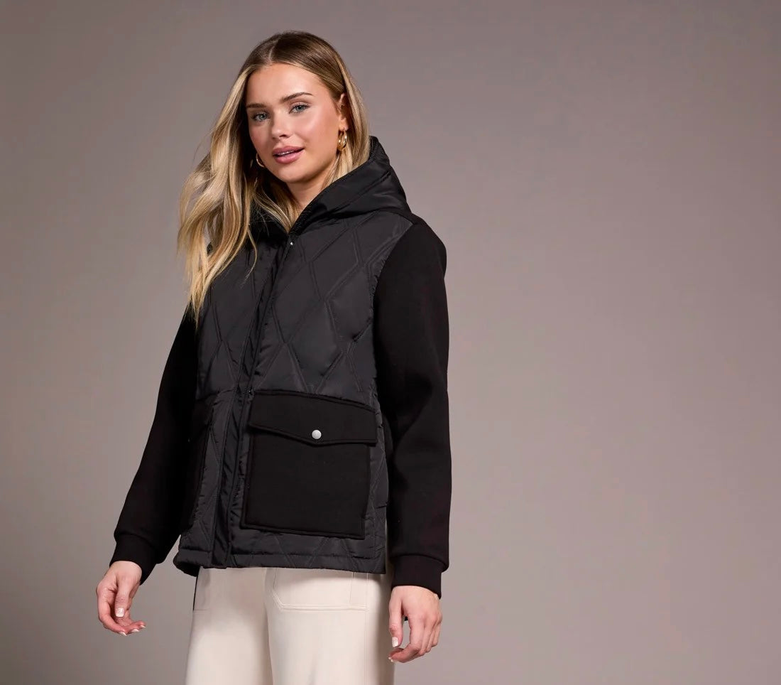 Tribal Quilted Combo Puffer Coat