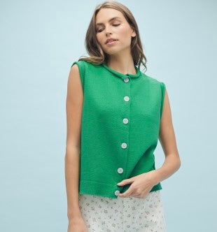 Green Button Front Vest
