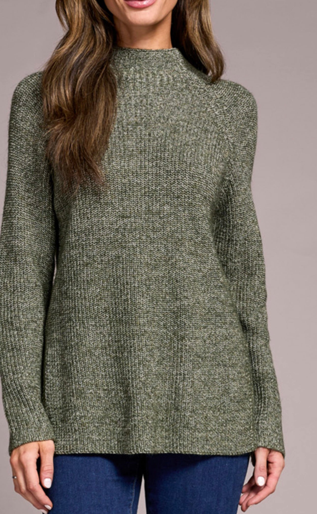 Tribal Spruce Mock Neck Tunic Sweater