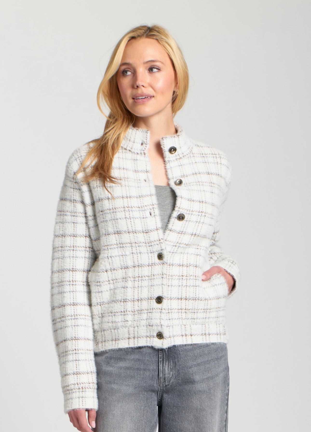 APNY Plaid Knit Jacket