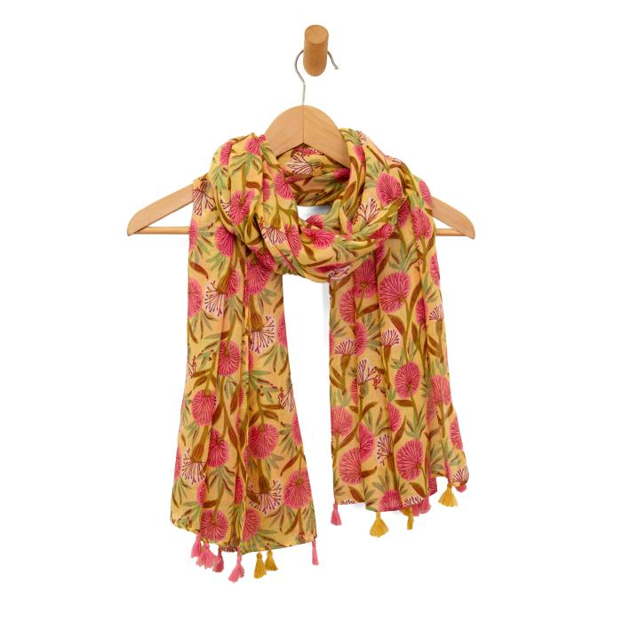 Poppy Print Tassle Scarf