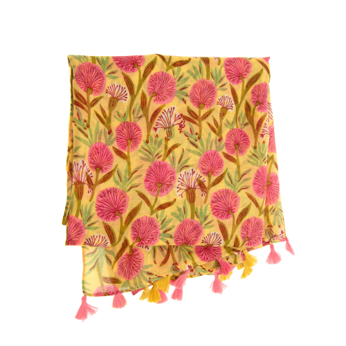 Poppy Print Tassle Scarf