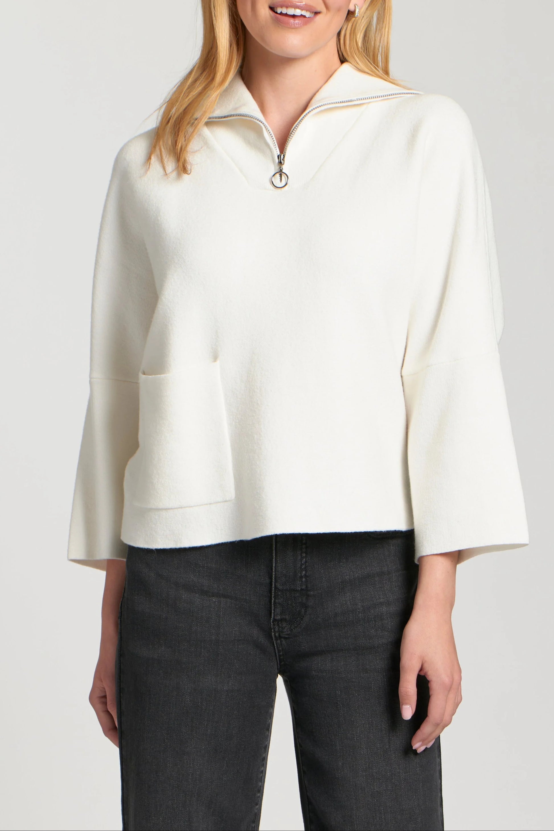 APNY Half Zip Pullover in Ivory