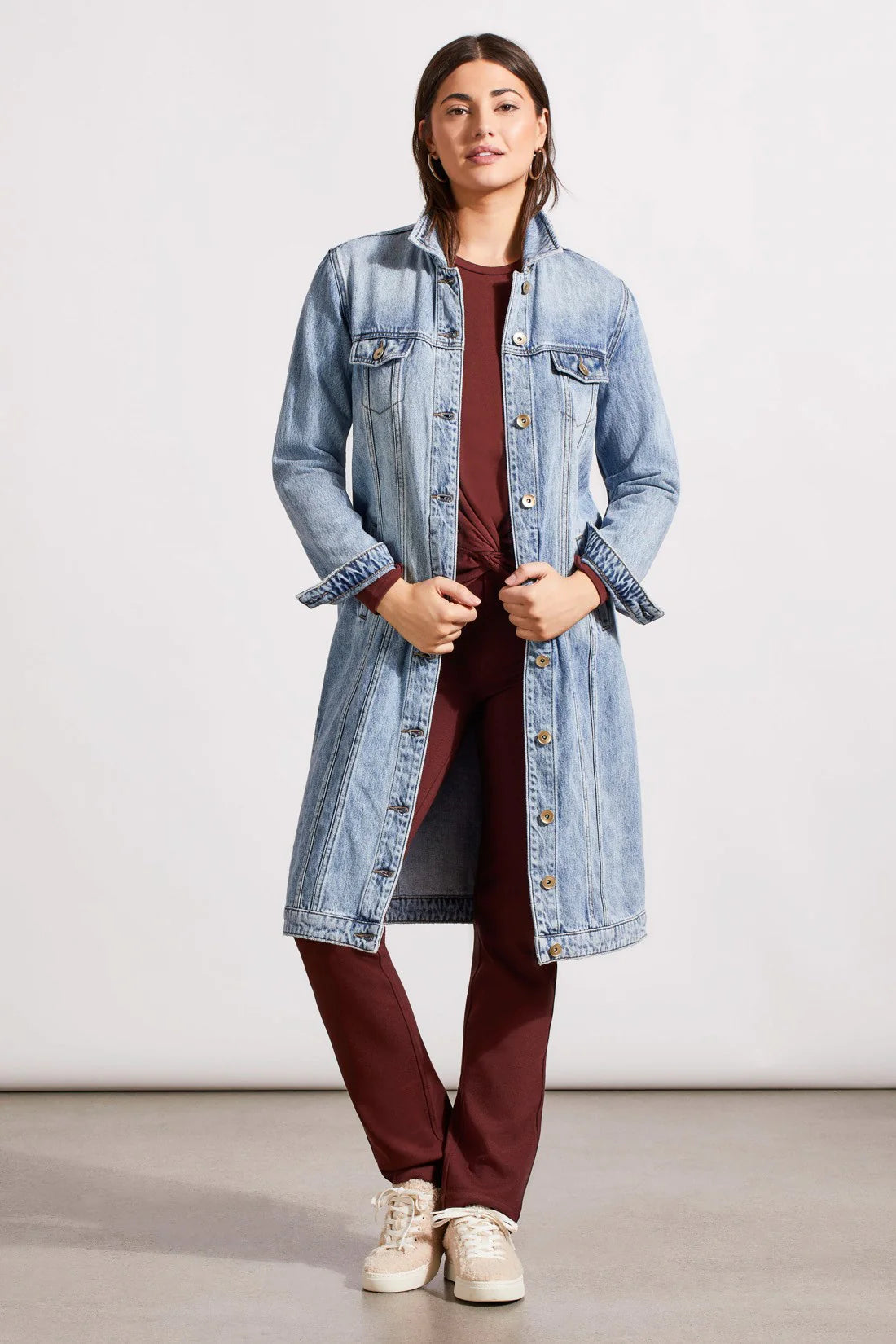 Tribal Long Denim Duster Jacket