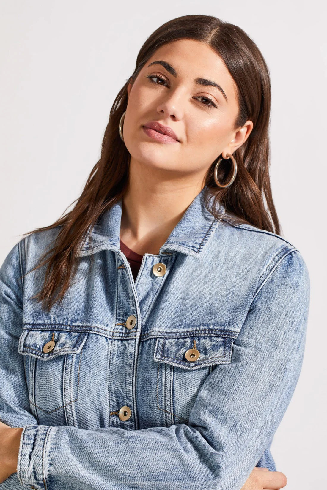 Tribal Long Denim Duster Jacket
