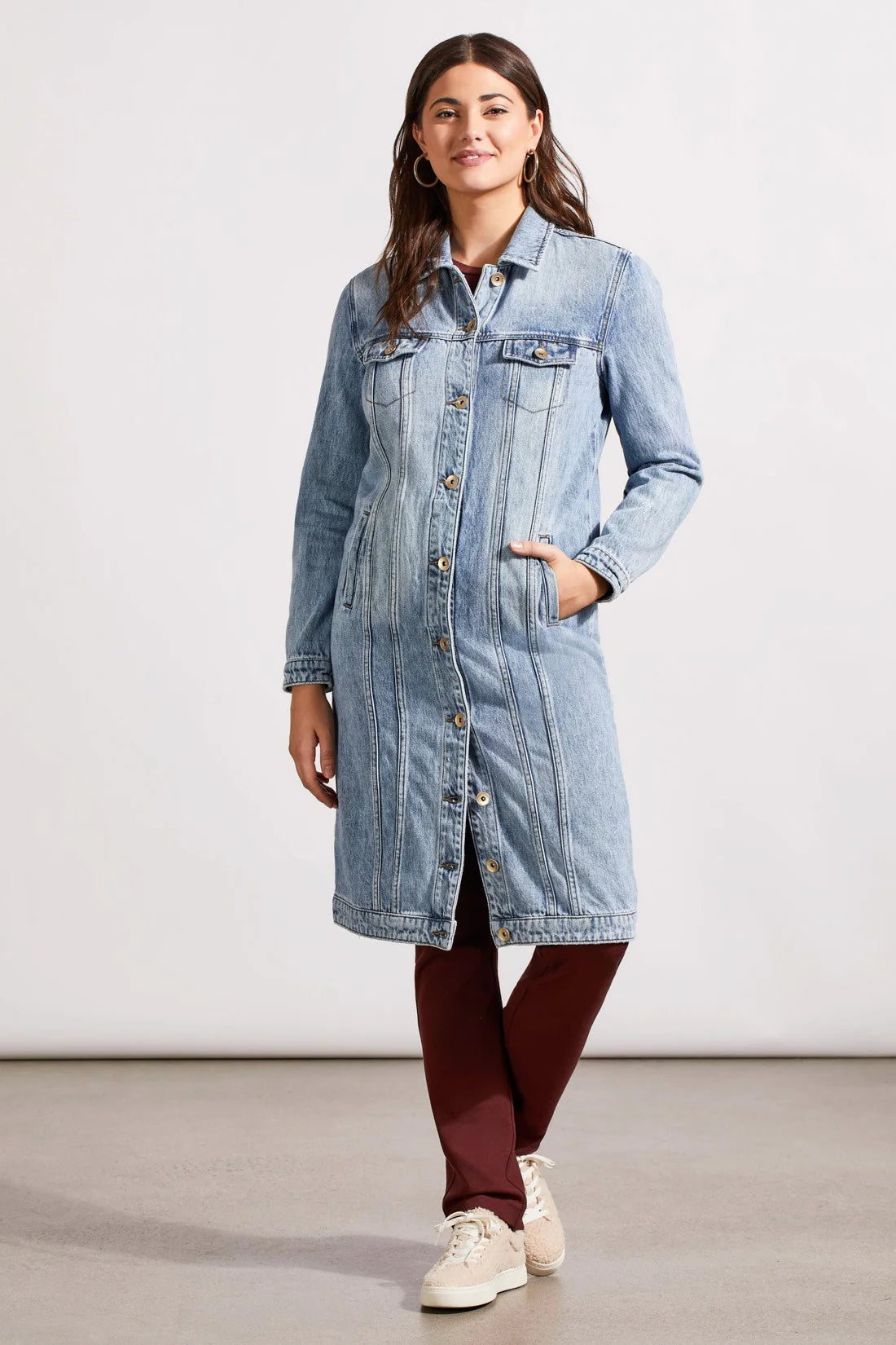 Tribal Long Denim Duster Jacket