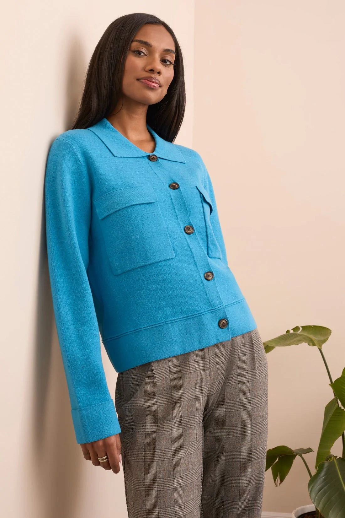 Tribal Double Knit Collared Sweater in Celestial