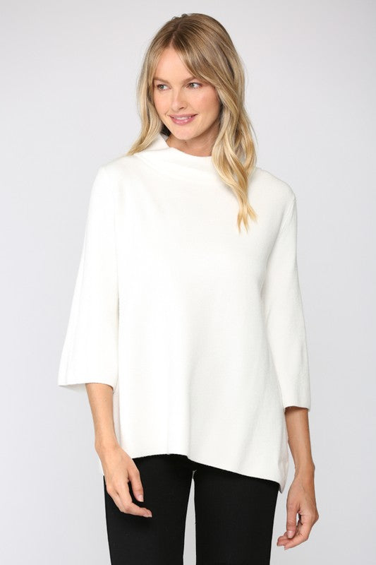 Mock Neck Swing Sweater in Cream