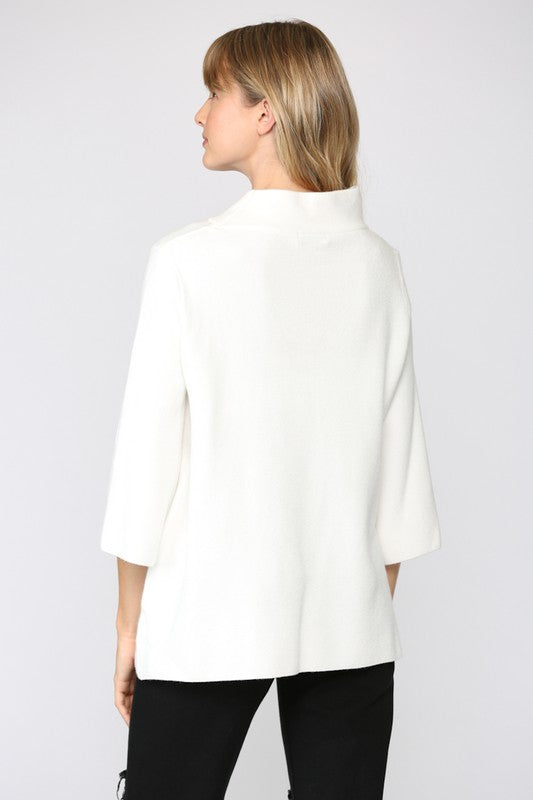 Mock Neck Swing Sweater in Cream