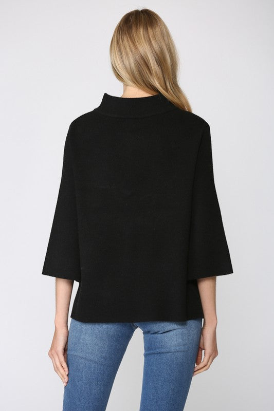 Mock Neck Swing Sweater in Black