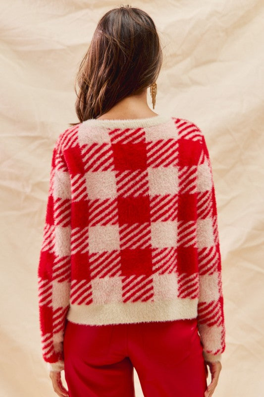 Red Plaid Cardigan