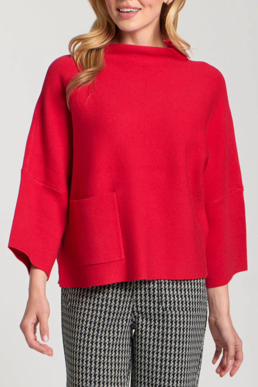 APNY Funnel Neck Sweater in Red