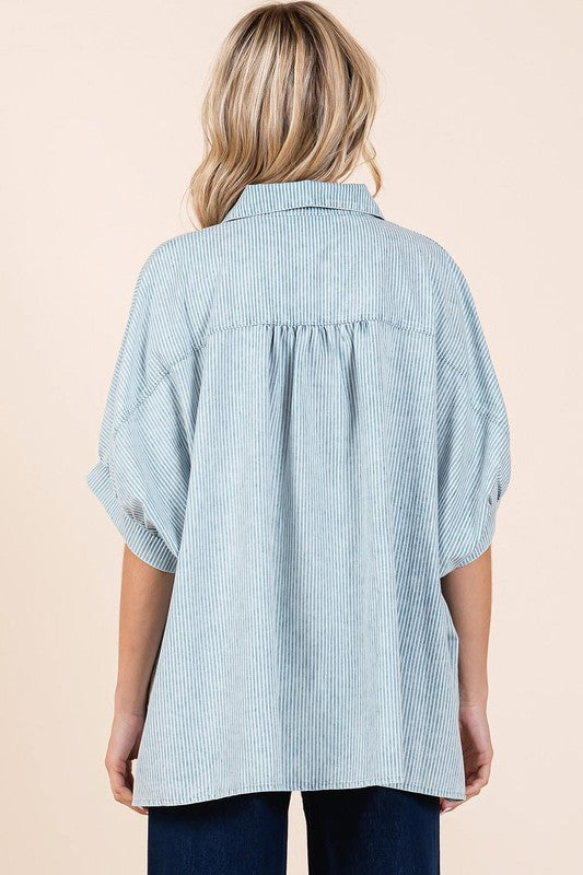 Stripe boxy dolman sleeve top
