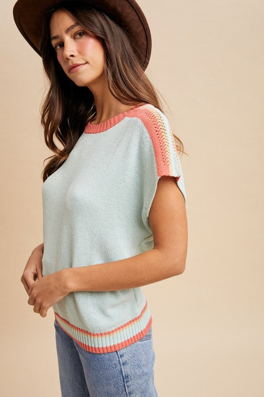 Mint short sleeve sweater