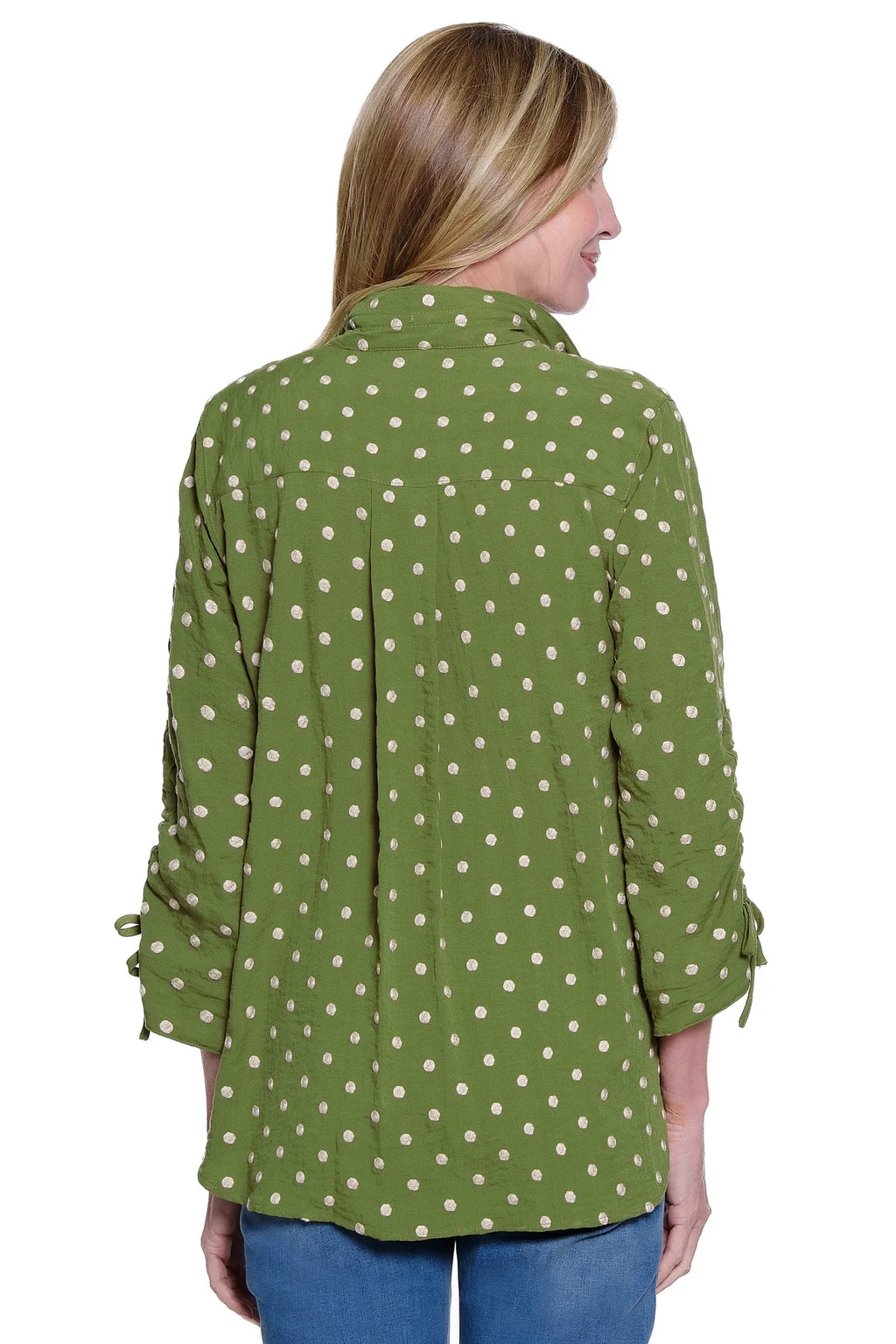 John Mark Olive Dot Blouse