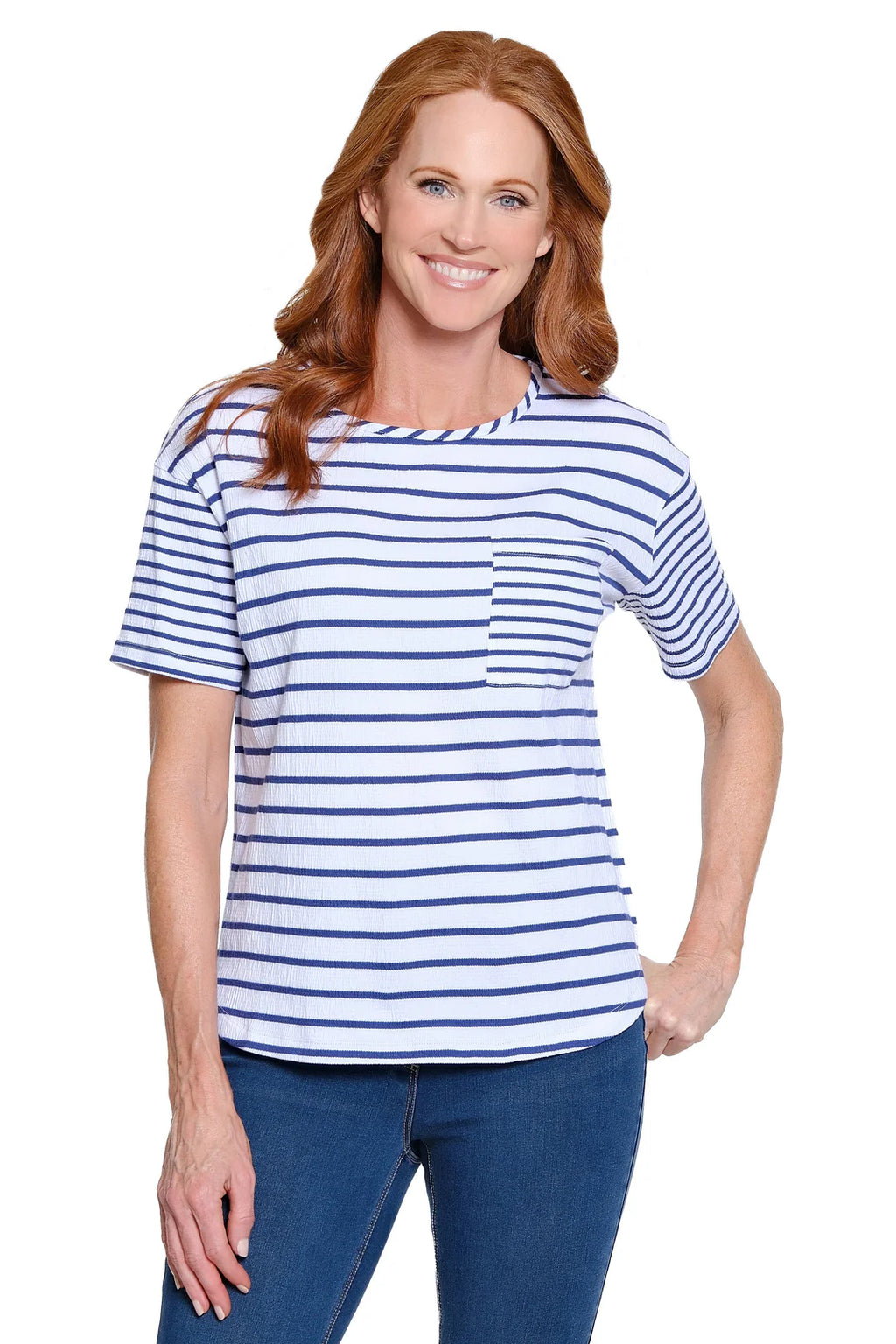 Multiples Navy Stripe Top