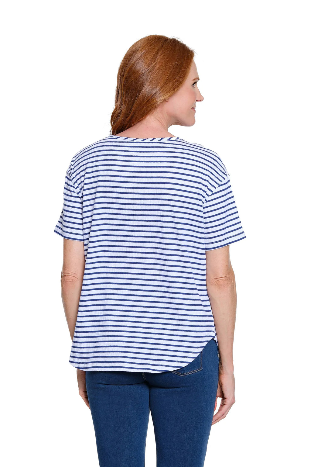 Multiples Navy Stripe Top
