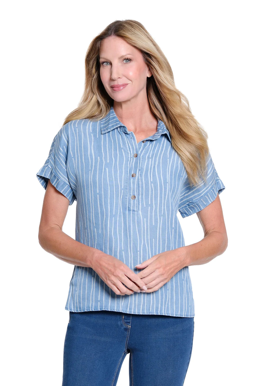 Multiples Denim Print Top