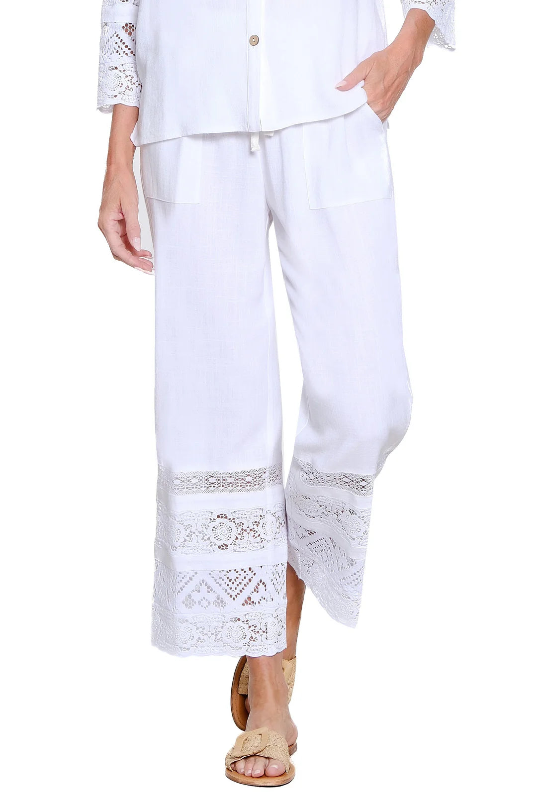 Multiples Lace Trim Pant