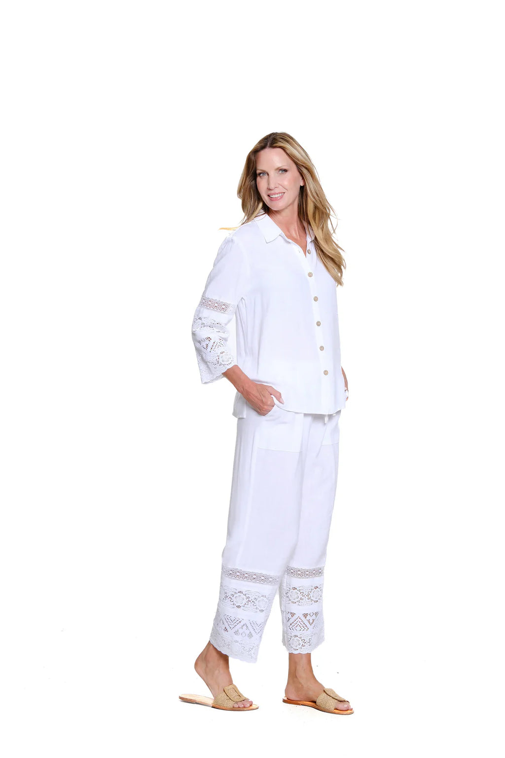 Multiples Lace Trim Pant