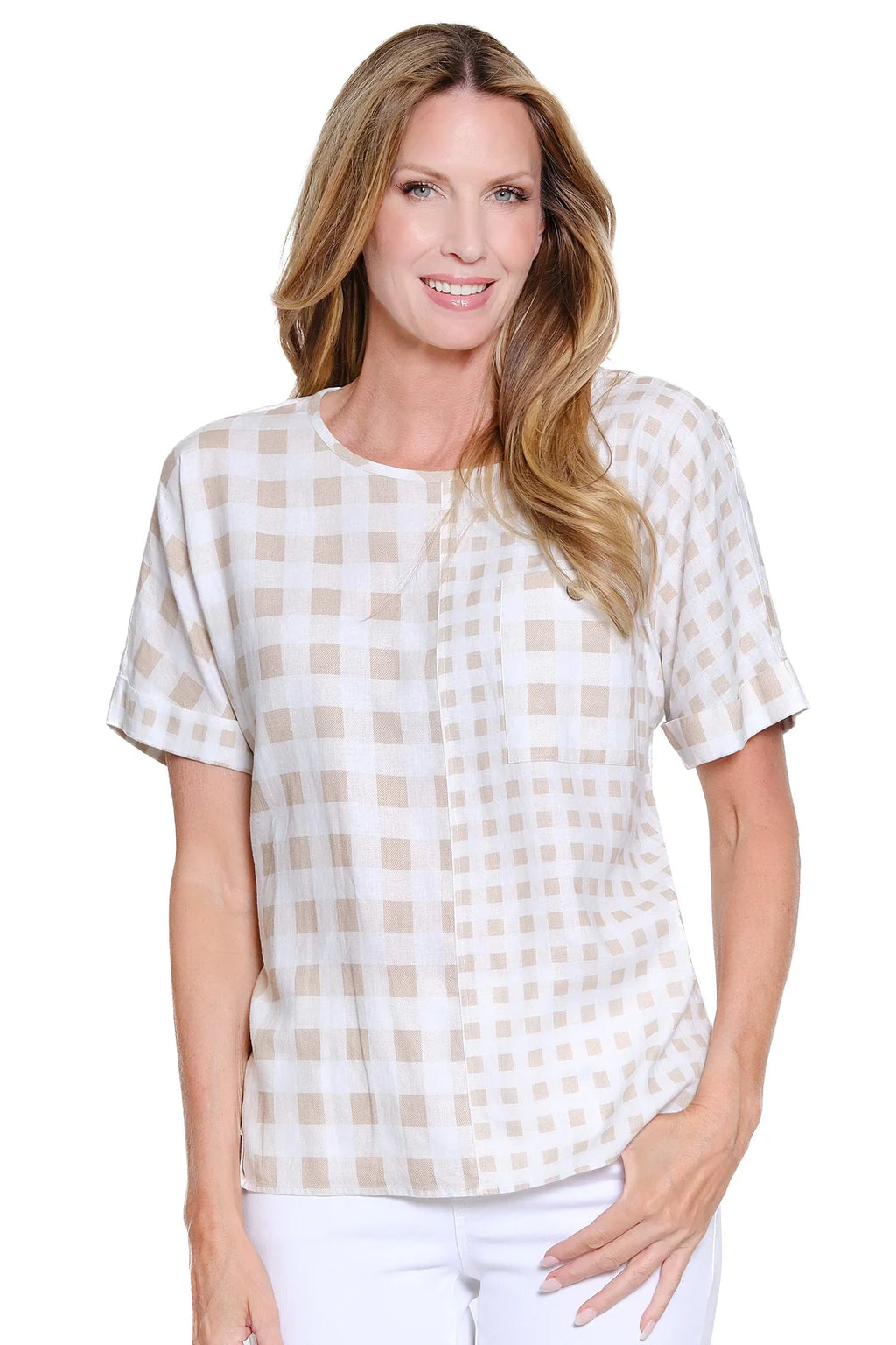 Multiples Plaid Pullover Top