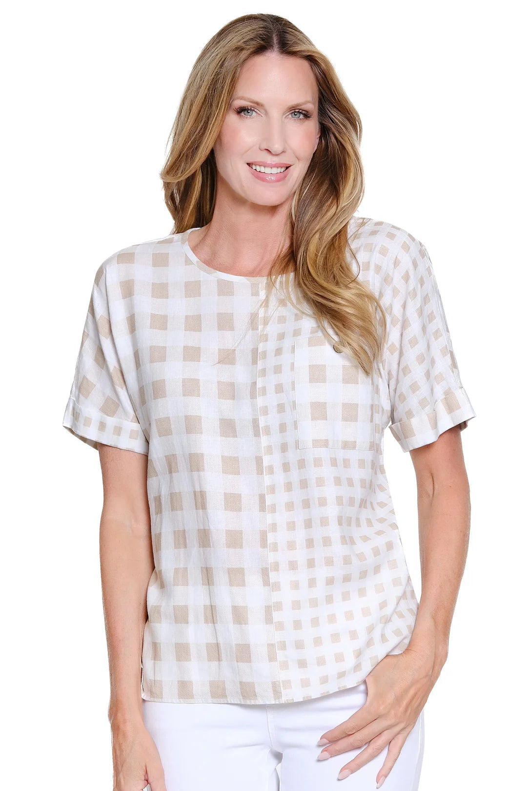 Multiples Plaid Pullover Top
