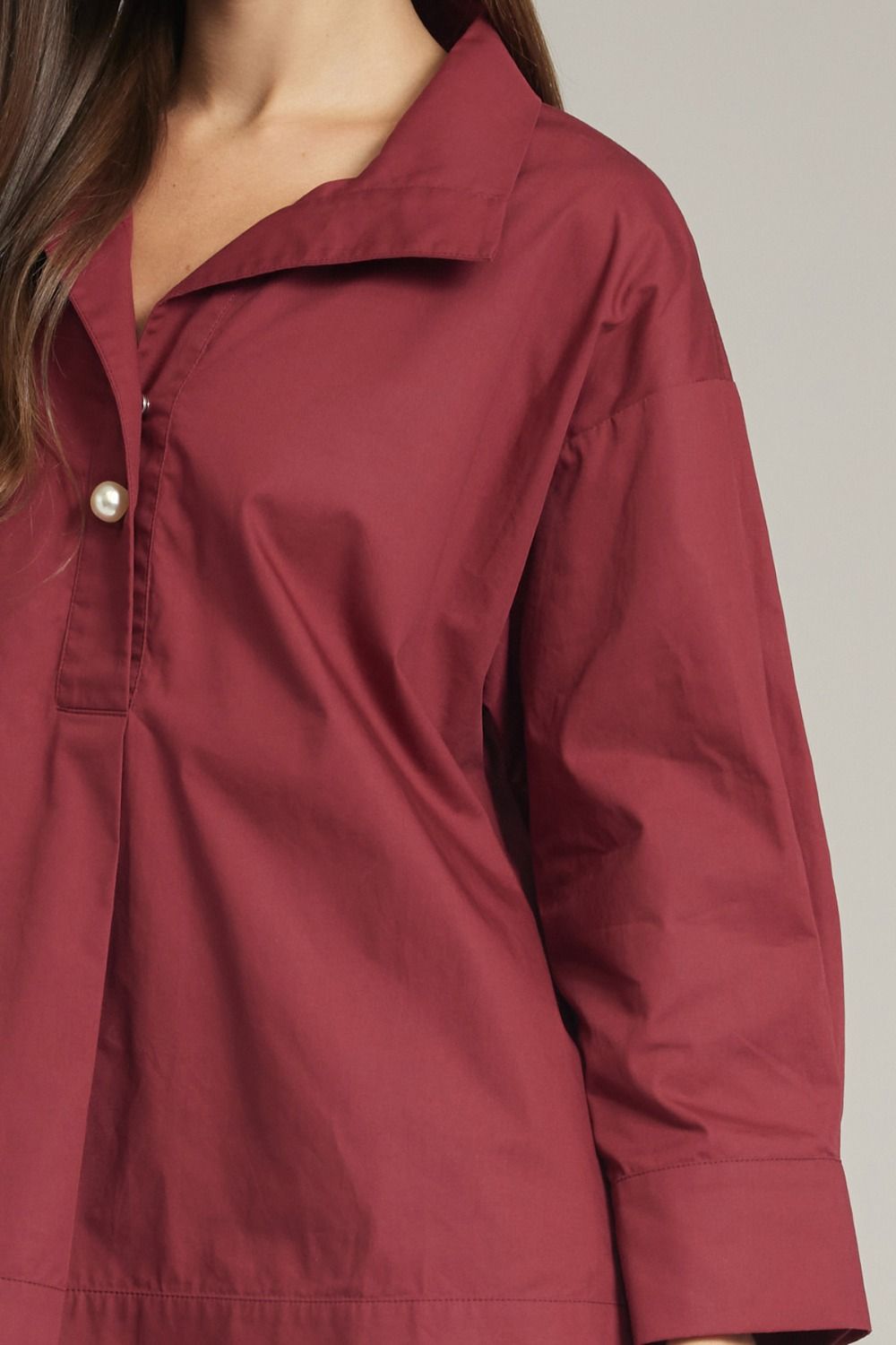 Pearl Button Top in Burgandy