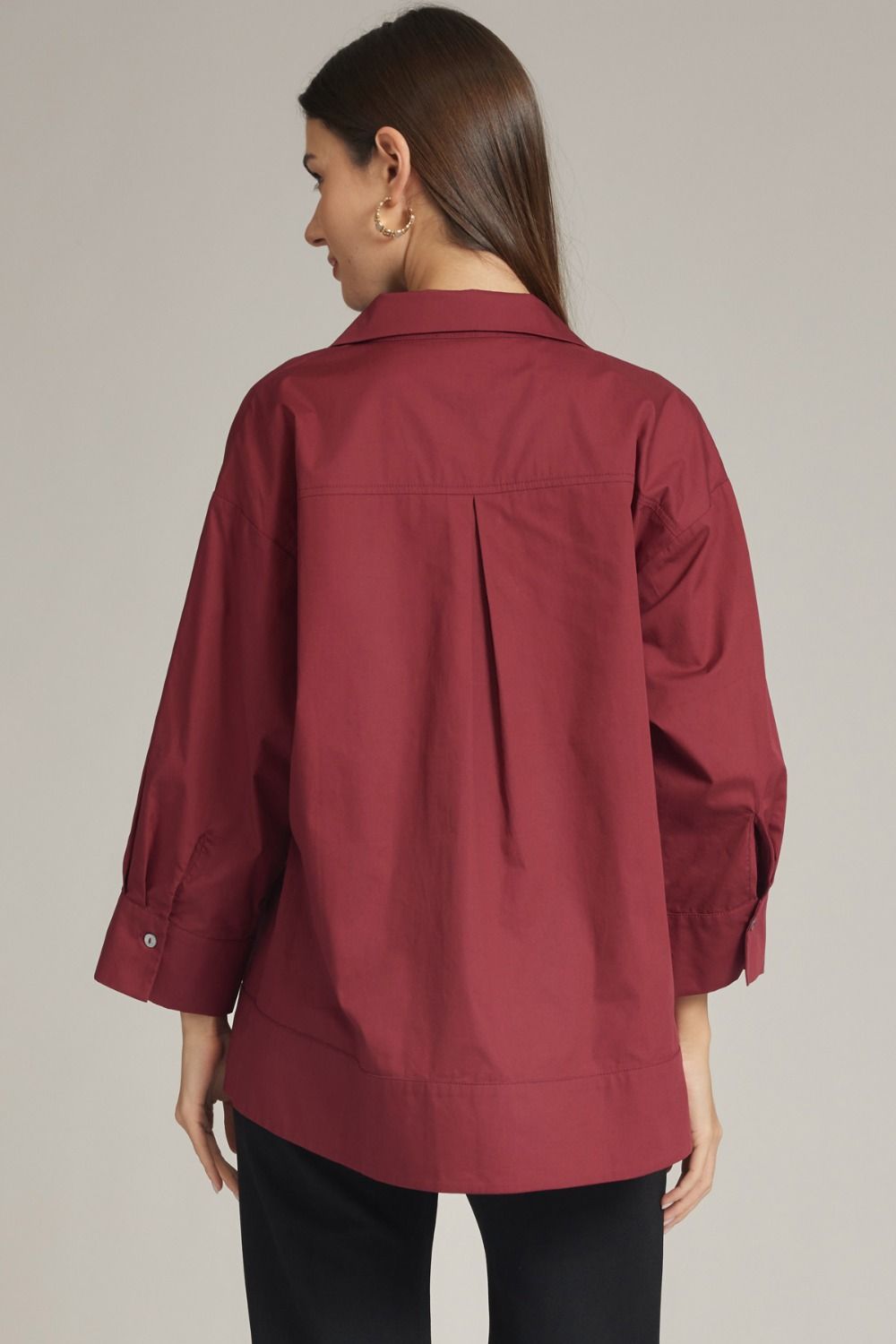 Pearl Button Top in Burgandy