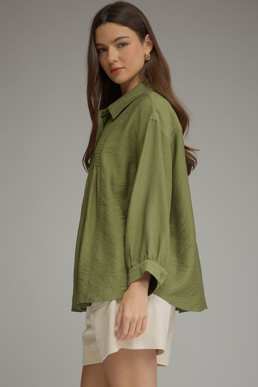 Olive Smock Detail Blouse