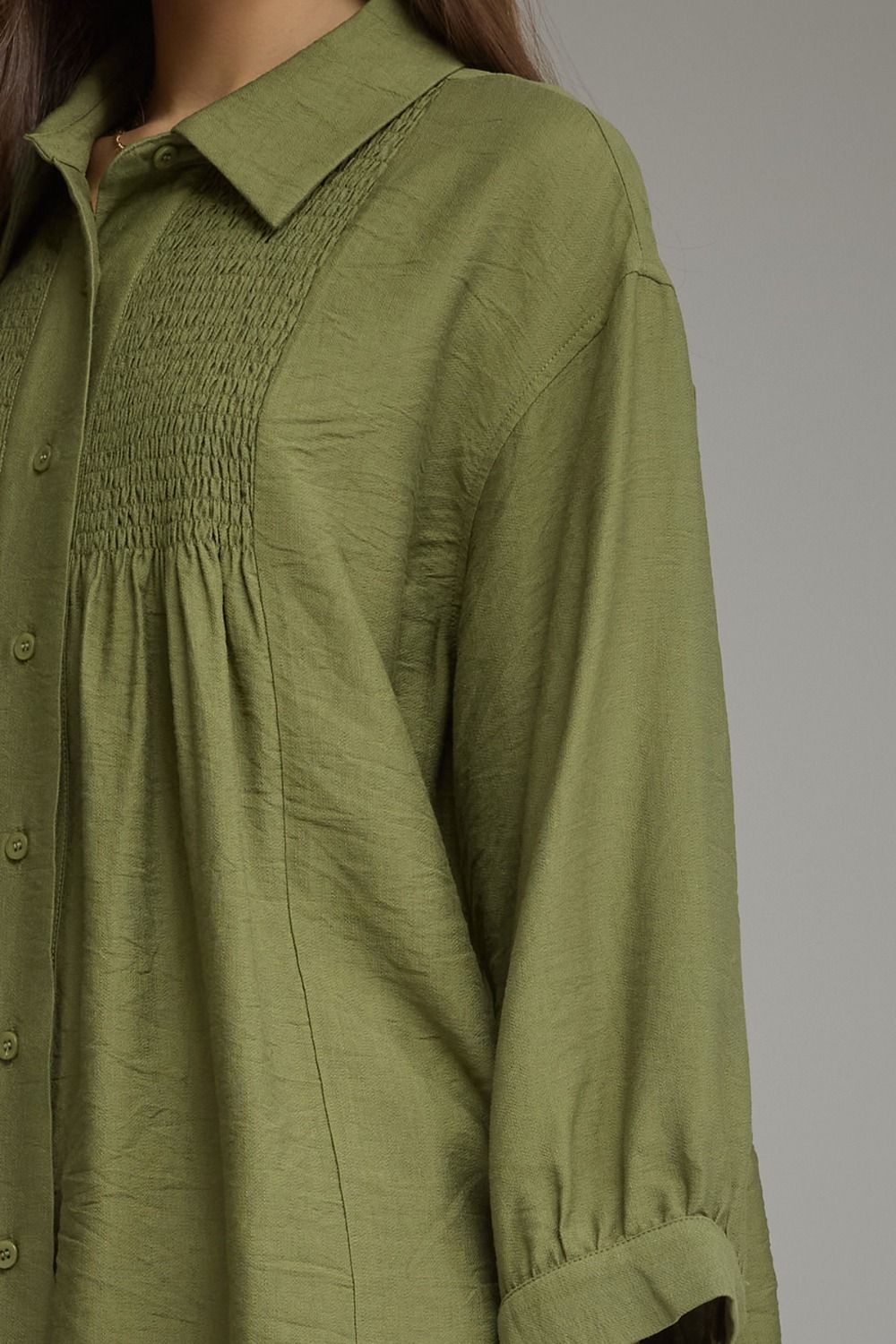 Olive Smock Detail Blouse