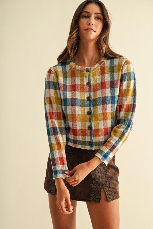 Vintage Plaid Cardigan