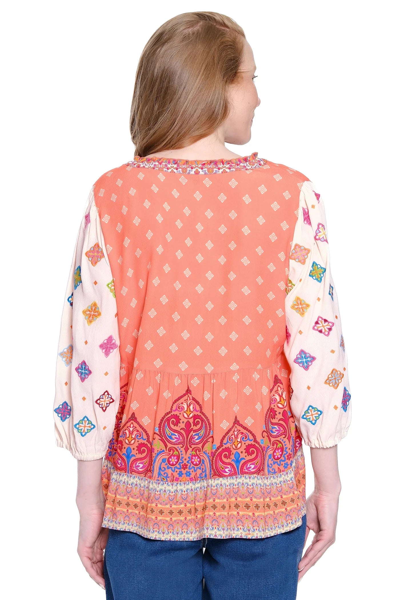 John Mark Embroidered Sleeve Top