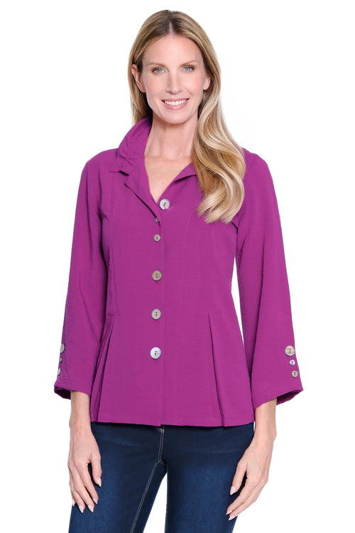 Ali Miles Magenta Button Front Top