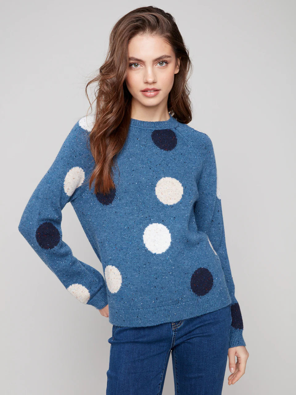 Charlie B Blue Dot Pullover Sweater