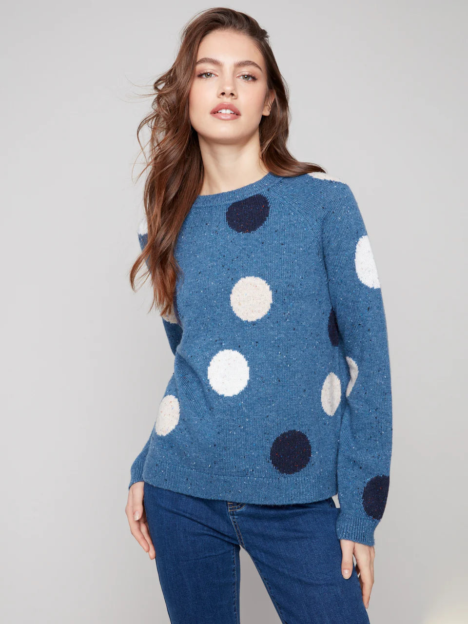 Charlie B Blue Dot Pullover Sweater