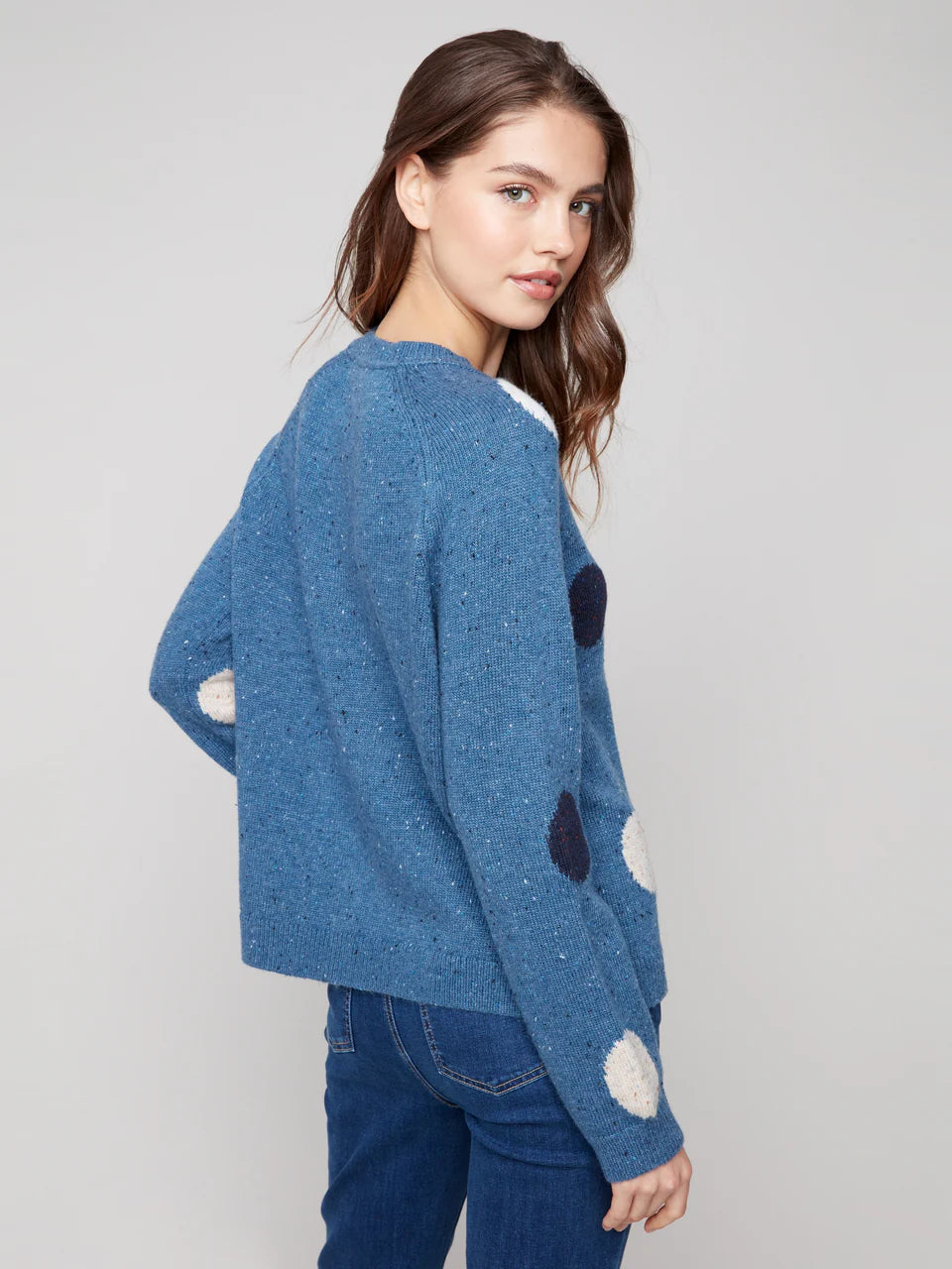 Charlie B Blue Dot Pullover Sweater