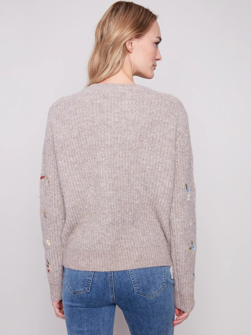 Charlie B Floral Embroidered Pullover Sweater