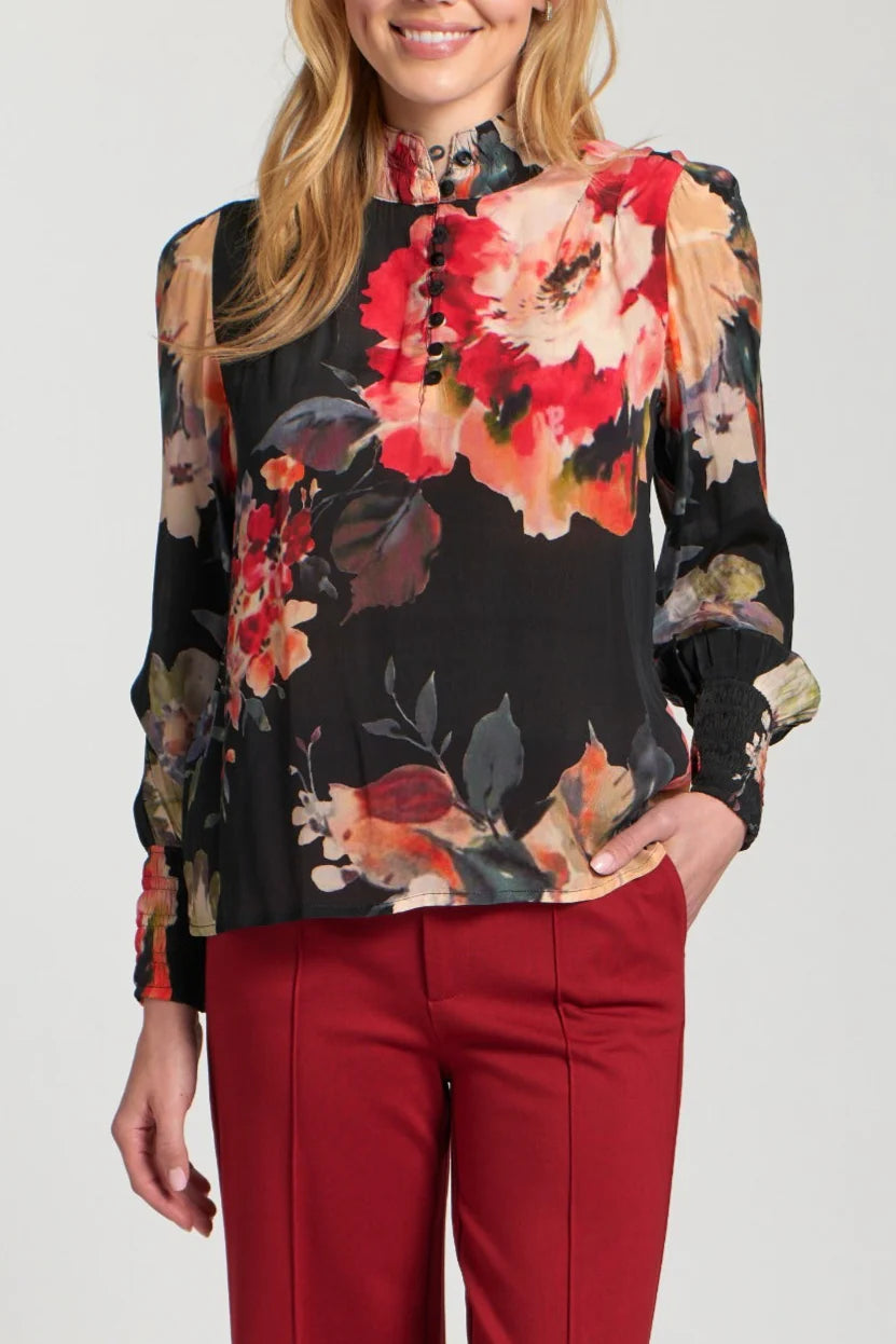 APNY Floral Puff Sleeve Blouse
