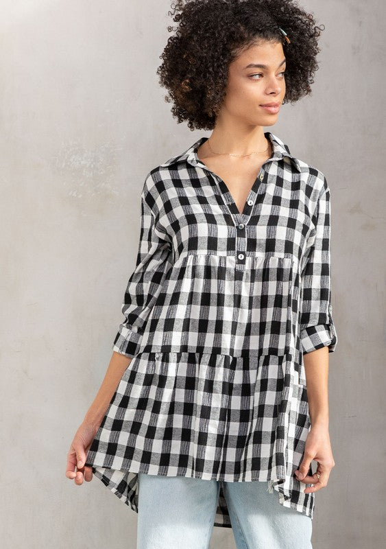 Tiered Plaid Tunic
