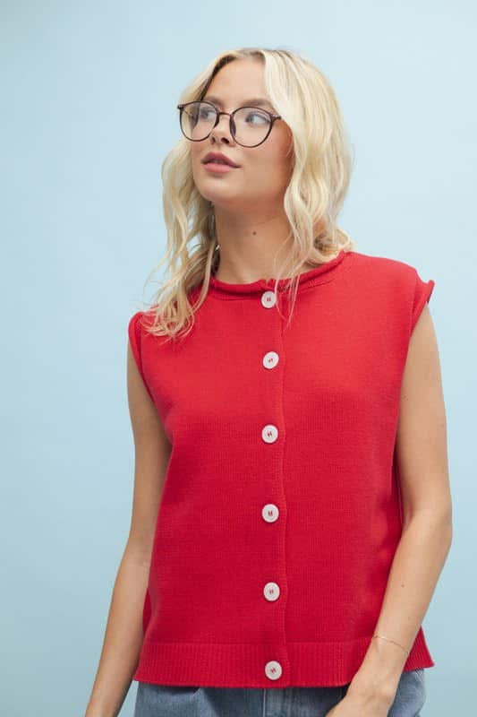 Cherry Red Knit Vest