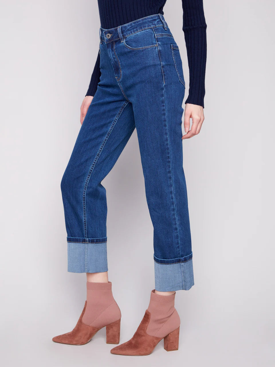 Charlie B Wide Cuff Straight Leg Jean