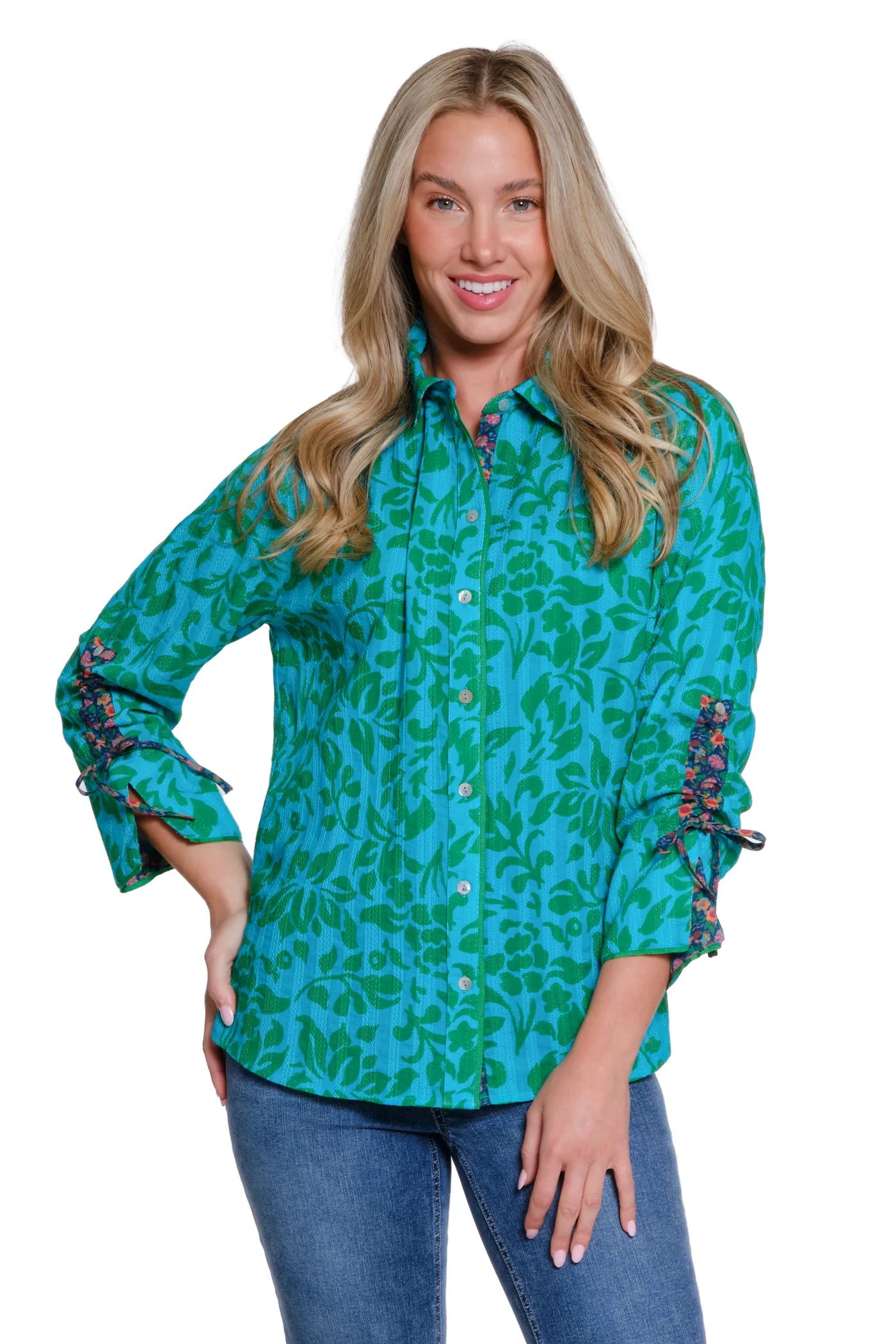 Tru Luxe Floral Tie Sleeve Top