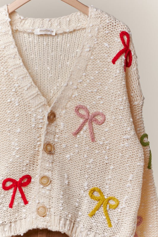 Beautiful Bow Button Front Cardigan