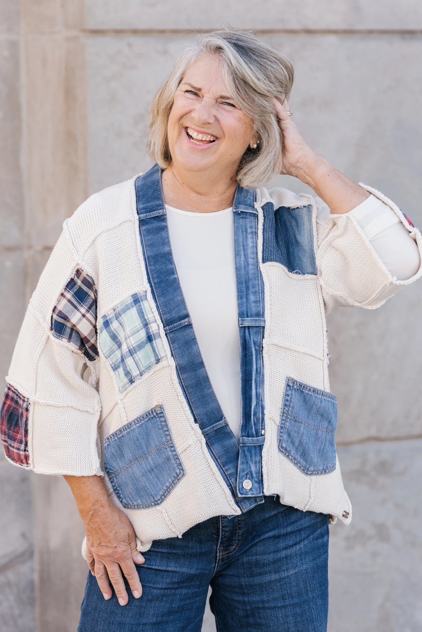 Shannon Passero Flannel Patch Cardigan