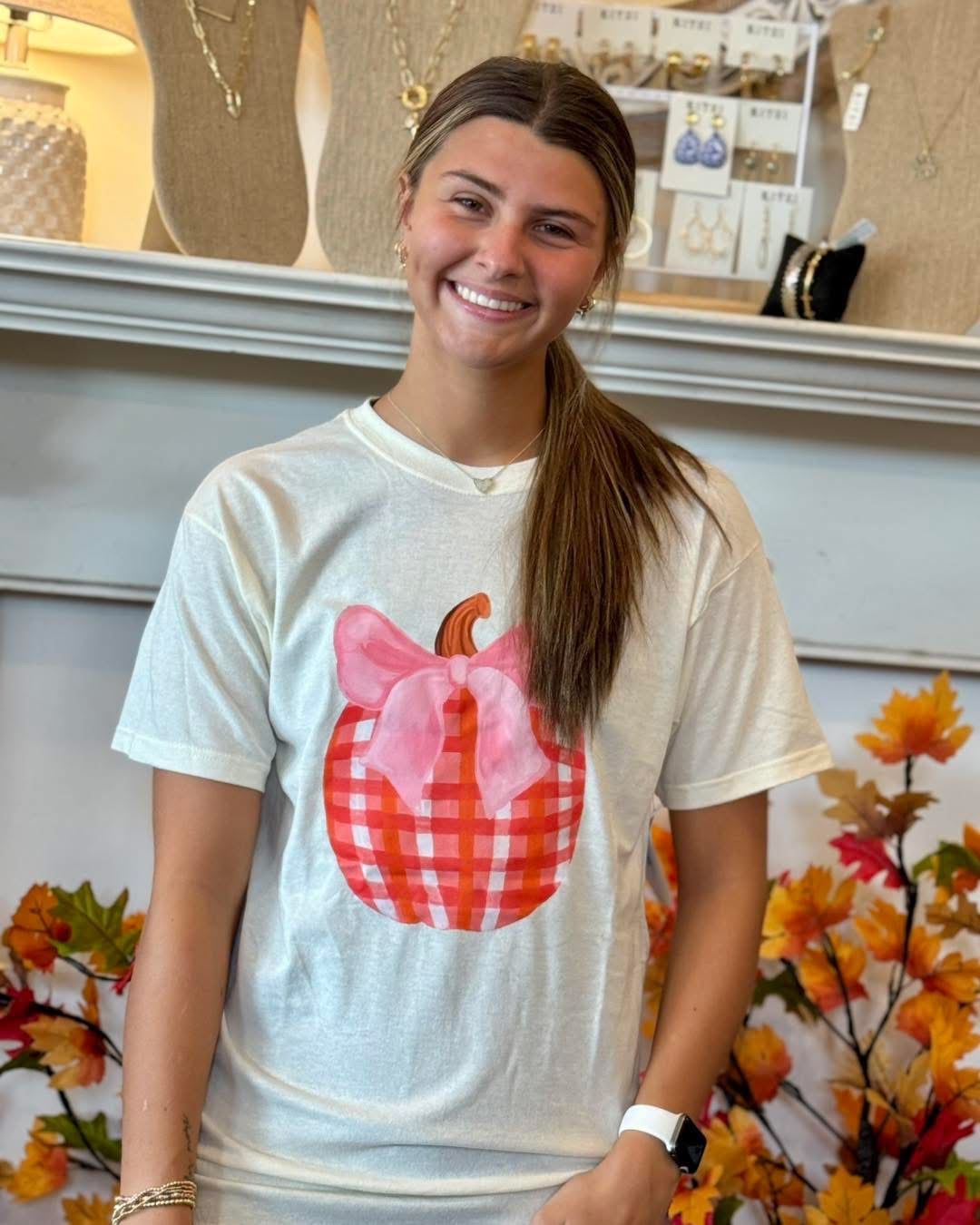 Pretty in Pink Plaid Pumpkin Tee