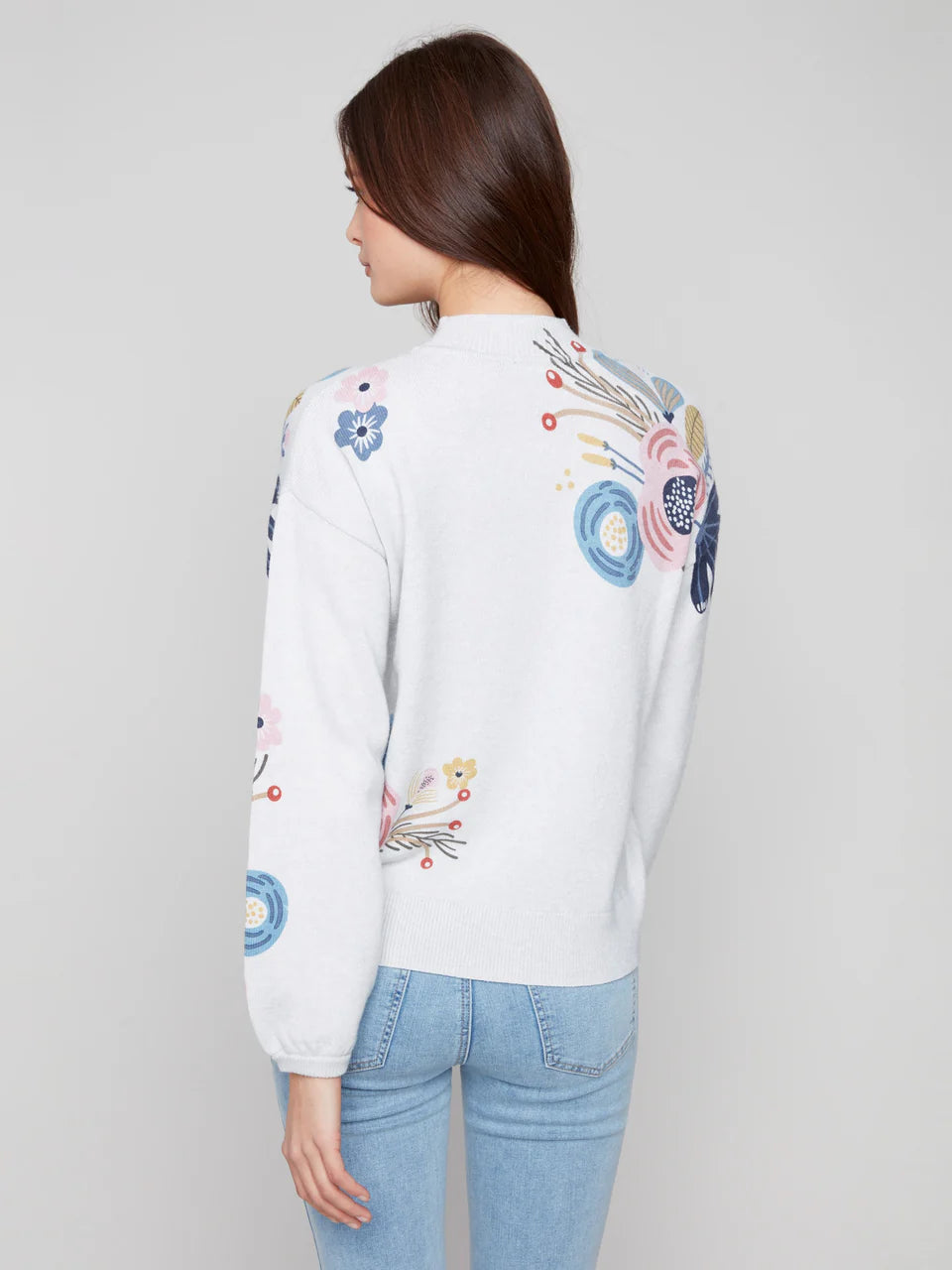 Charlie B Floral Mock Neck Sweater