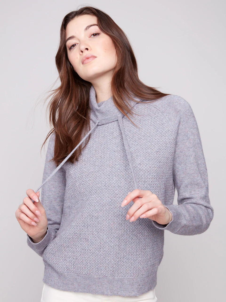 Charlie B Grey Funnel Neck Sweater